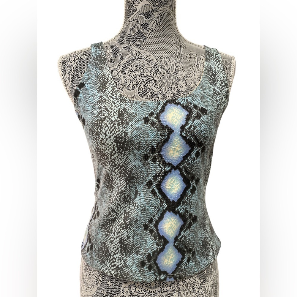 June - Y2K Blue Snake Print Tank Top | Size Large